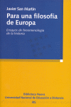 PARA UNA FILOSOFÍA DE EUROPA : ENSAYOS DE FENOMENOLOGÍA DE LA HISTORIA